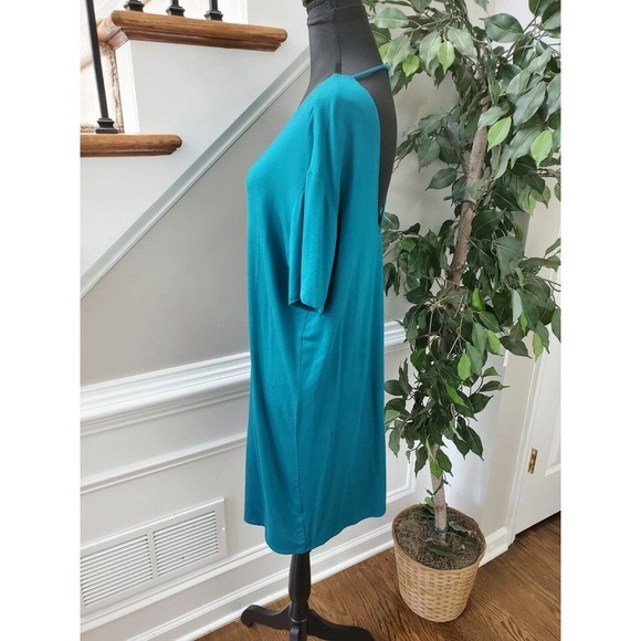 Fabletics Women's Green Rayon Scoop Neck Short Sleeve Knee Length Dress Size XL - Picture 4 of 9